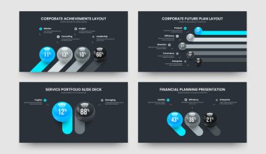 Minimalist Fırlatma 4523 Element Grafik Tasarım Paketi. Minimum Rapor Dört Beş İki Üç Seçenek Çerçeve Şablonu Vektör Çizimi.
