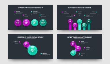 Görsel Analiz 4-5-2-3 Element Diyagram Slayt Gösterisi Tasarım Vektörü Çizimi. Basit Plan 4523 Seçenek Çizelgesi Kaydırma Şablonu Koleksiyonu.