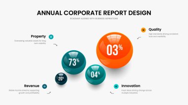 Finansal Portföy 4 Element Diyagram Kaydırma Düzeni. Şirket Hava Gösterisi Şablon Vektör İllüstrasyonu. Satış Raporu Dört Adım Bilgi Çerçeve Tasarımı.