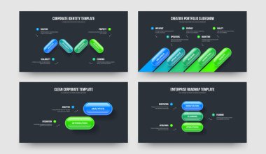 Piyasa Tanıtımı 4523 Adım Bilgi Kaydırma Şablonu Ayarlandı. Yatırımcı İçgörüsü 4-5-2-3 Seçenek Diyagramı Sunum Tasarım Vektörü Çizim Paketi.
