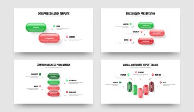 Kurumsal İcat 2345 Adım Diyagram Kaydırak Tasarımı Koleksiyonu. Piyasa Planlama İki Üç Dört Beş Seçenek Bilgi Çerçeve Düzenleme Vektör Çizim Paketi.