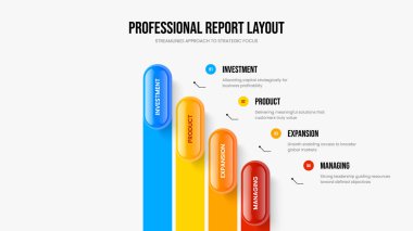 Modern Çözüm Slayt Gösterisi Tasarım Vektörü İllüstrasyonu. İş Planlama Dört Seçenek Bilgilendirme Sunum Düzeni. Kurumsal İnceleme 4 Element Diyagramı Şablonu.