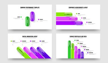 Yaratıcı Performans İki Üç Dört Beş Element Bilgi Slayt Gösterisi Tasarım Vektörü İllüstrasyon Koleksiyonu. Servis Hava Durumu 2345 Seçenek Şablon Paketi.