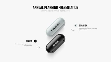Market Görselleştirme Slayt Gösterisi Şablonu Vektör İllüstrasyonu. Proje İki Element Diyagramı Sunum Tasarımı. Danışmanlık 2. Adım Bilgi Çerçeve Düzeni.