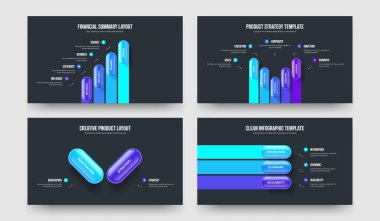 İş Çözümü 4523 Option Infographic Slayt Şablonu Paketi. Şirket Hava Durumu Dört Beş İki Üç Eleman Diyagramı Kaydırma Düzeni Vektör Resimleri Koleksiyonu.