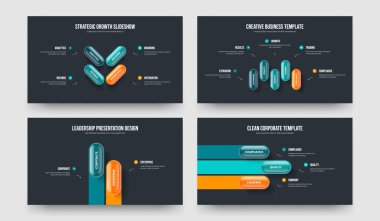 Yaratıcı İçgörü 4-5-2-3 Element Diyagram Slayt Gösterisi Düzen Vektörü İllüstrasyon Seti. Profesyonel Plan 4523 Adım Bilgi Çerçeve Şablonu Paketi.
