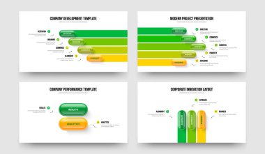 Yatırımcı Geliştirme Dört Beş İki Üç Seçenek Bilgi Çerçeve Tasarım Vektör İllüstrasyon Paketi. Şirket Showcase 4523 Element Diyagramı Slayt Düzeni Koleksiyonu.