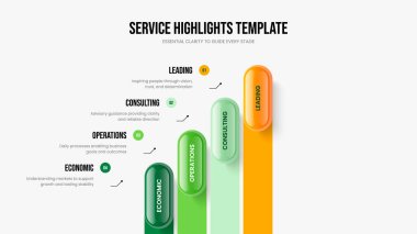 Ürün Büyüme Çerçeve Düzeni Vektör İllüstrasyonu. Görsel Brifing 4 Seçenek Slayt Gösterisi Şablonu. Pazarlama Geliştirme Dört Adım Diyagram Sunum Tasarımı.