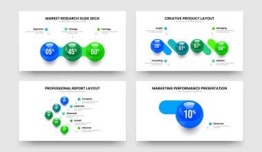 Pazarlama Analizi 3451 Element Grafik Sunum Tasarımı Seti. Görsel Performans Üç Dört Beş Bir Seçenek Diyagramı Çerçeve Düzeni Vektör İllüstrasyon Koleksiyonu.