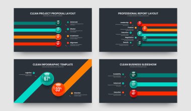 Minimal Plan 4523 Adım Diyagram Slayt Gösterisi Tasarım Seti. Görsel Öngörü 4-5-2-3 Seçenek Çizelgesi Sunum Şablonu Çizim Koleksiyonu.
