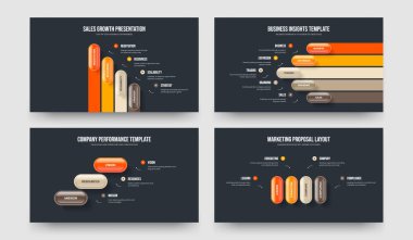 Modern Strateji Dört Beş Üç Adım Çerçeve Tasarım Vektörü Çizim Paketi. Görsel Çözüm 453 Element Bilgi Kaydırma Şablonu Koleksiyonu.