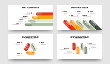 Atılgan Hava Durumu Dört Beş Üç Adımlı Bilgi Sunumu Şablon Vektör Resimleri Paketi. Servis Genel Görünümü 453 Element Diyagramı Çerçeve Tasarımı Koleksiyonu.