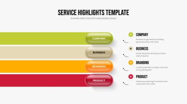 Dijital Genel Görünüm Slayt Gösterisi Tasarım Vektörü İllüstrasyonu. Yaratıcı Analiz 4 Element Diyagram Şablonu. Görsel Rapor Dört Seçenek Bilgisel Kaydırma Düzeni.