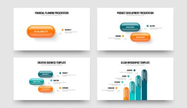 Atılgan Hava Durumu 1234 Seçenek Slayt Gösterisi Şablonu Paketi. Proje Performansı Bir İki Üç Dört Adım Diyagram Kaydırma Düzeni Vektör Resimleme Koleksiyonu.