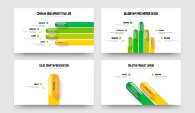 Proje Tahminleri 4512 Adım Bilgi Kaydırma Şablonu Koleksiyonu. Sayısal Gösterge 4-5-1-2 Element Diyagramı Çerçeve Düzeni Vektör Çizim Paketi.