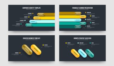 Girişim İcat 4523 Basamak Diyagram Çerçeve Tasarım Paketi. Yatırımcı İçgörüsü 4-5-2-3 Seçenek Slayt Gösterisi Düzen Vektörü İllüstrasyon Koleksiyonu.