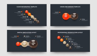 Proje Giriş 523 Element Bilgi Sunum Şablonu Paketi. Profesyonel Analiz Beş İki Üç Seçenek Grafik Kaydırma Düzeni Vektör Resimleme Koleksiyonu.