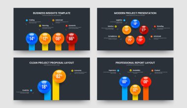 Görselleştirme 4-5-2-3 Element Grafik Slayt Gösterisi Tasarım Vektörü İllüstrasyon Koleksiyonu. Profesyonel Çözüm 4523 Adım Diyagram Kaydırma Düzeni Ayarları.