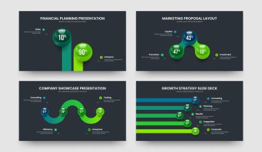 Atılgan Stratejisi 2345 Element Kaydırma Şablonu Ayarlandı. Modern İnceleme İki Üç Dört Beş Adım Bilgi Çerçeve Tasarım Vektör Resimleri Koleksiyonu.