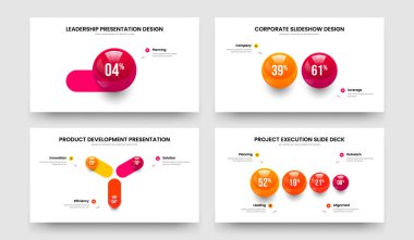 Proje Kampanyası 1234 Adım Tanıtım Şablonu Koleksiyonu. Asgari İnceleme Bir İki Üç Dört Element Grafik Gösterisi Slayt Tasarım Vektörü İllüstrasyon Kümesi.