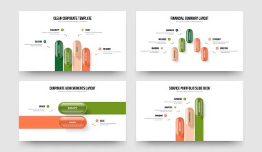 Pazarlama Büyümesi 4523 Element Diyagramı Slayt Şablonu Paketi. Satış Performansı Dört Beş İki Üç Adım Bilgi Kaydırma Slaytı Tasarım Vektörü Çizimi.