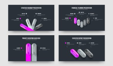 Hizmet Planı 4523 Seçenek Bilgi Şablonu Koleksiyonu. Yatırımcı Geliştirme 4-5-2-3 Element Diyagram Kaydırma Tasarım Vektörü Çizimi.