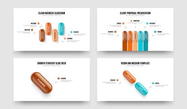 Piyasa Stratejisi 4512 Element Infographic Frame Şablon Koleksiyonu. Reklam Analizi Dört Beş Bir İki Seçenek Slayt Düzeni Vektör Çizimi.