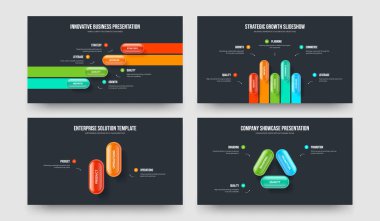 Danışmanlık Hava Durumu 4523 Element Bilgi Sunum Şablonu Koleksiyonu. Kurumsal Performans 4-5-2-3 Seçenek Slayt Gösterisi Slayt Gösterisi Tasarım Vektörü Çizimi.