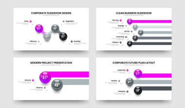 Eğitimsel Yenilik Dört Beş İki Üç Adım Slayt Gösterisi Tasarım Vektörü Çizimi. Görsel Brifing 4523 Seçenek Grafik Şablonu Paketi.