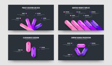 Piyasa Planlama 4-5-2-3 Seçenek Kaydırma Planı Vektör Resimleri Koleksiyonu. Şirket Geliştirme 4523 Element Bilgisel Slayt Gösterisi Tasarımı.
