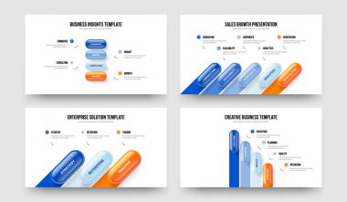 İş Stratejisi Dört Beş Üç Basamaklı Diyagram Kaydırma Düzeni Vektör Çizim Paketi. Satış Çözümü 453 Seçenek Slayt Gösterisi Şablonu Koleksiyonu.