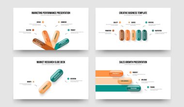 İş Stratejisi 4523 Adım Bilgi Sunum Şablonu Koleksiyonu. Pazarlama İçgörüsü 4-5-2-3 Element Diyagram Slayt Gösterisi Tasarım Vektörü Çizim Paketi.