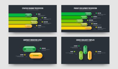Modern Teklif 4-5-2-3 Basamaklı Infographic Frame Design Vector Illustration Bundle. Pazar Planlama 4523 Element Diyagramı Slayt Düzeni Koleksiyonu.
