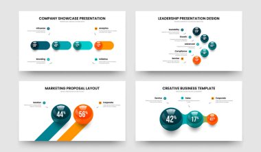 Renkli Showcase 4-5-2-3 Element Grafik Kaydırağı Tasarım Vektör Çizimi. Minimalist Strateji 4523 Adım Diyagram Sunum Şablonu Koleksiyonu.
