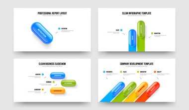 Yaratıcı İcat Bir İki Üç Dört Adım Diyagram Kaydırak Tasarım Vektörü Çizim Paketi. İş Çözümü 1234 Element Infographic Slayt Gösterisi Düzenleme.