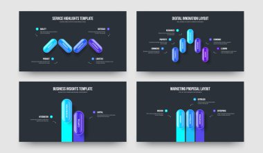 Profesyonel Brifing Dört Beş İki Üç Seçenek Bilgi Kaydırağı Tasarım Vektör Resimleri Paketi. Şirket Stratejisi 4523 Adım Diyagramı Şablon Koleksiyonu.