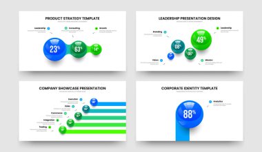 Yatırımcı Stratejisi Üç Dört Beş Bir Element Çizelgesi Sunum Düzeni Vektör Resimleri Koleksiyonu. Finansal Brifing 3451 Seçenek Şablon Paketi.