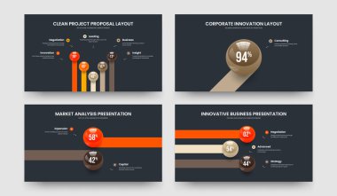 Mali Planlama 5133 Adım Bilgi Slayt Şablonu Koleksiyonu. İş Profili Beş Bir İki Üç Element Çizelgesi Kaydırma Düzeni Vektör Çizimi.