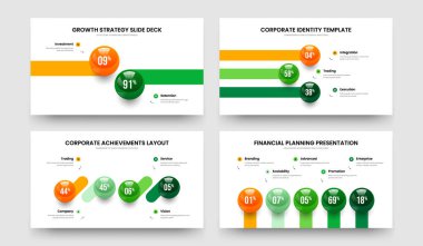 Proje Tanıtımı 2345 Seçenek Çerçeve Tasarımı Seti. Yatırımcı Portföyü 2-3-4-5 Element Slayt Gösterisi Şablon Vektör Çizim Paketi.