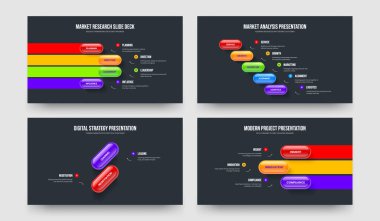 Kurumsal Portföy Dört Beş İki Üç Seçenek Bilgi Çerçeve Vektör Çizim Paketi. Dijital Çözüm 4523 Element Diyagramı Slayt Tasarımı Ayarları.