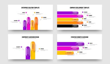 İş Girişimi 4523 Element Diyagramı Kare Düzeni Paketi. Yaratıcı Öngörü Dört Beş İki Üç Adım Bilgilendirme Sunum Şablonu Vektör İllüstrasyon Koleksiyonu.