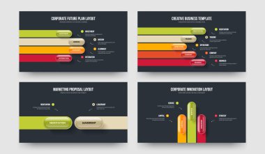 Fırlatmaya Danışmanlık 4-5-2-3 Seçenek Bilgi Şablonu Vektör Resimleri Paketi. Dijital İçgörü 4523 Adım Diyagram Kaydırma Tasarımı Ayarları.