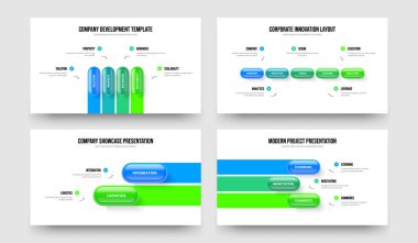 Finansal Profil 4-5-2-3 Element Diyagramı Sunum Tasarım Vektörü İllüstrasyon Paketi. Pazar Analizi 4523 Adım Bilgisel Çerçeve Şablonu Ayarla.