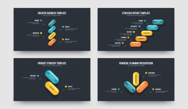 Servis Insight 4523 Adım Bilgi Kaydırma Şablonu Ayarlandı. Şirket Çözümü 4-5-2-3 Element Diyagramı Sunum Düzeni Vektör İllüstrasyon Koleksiyonu.