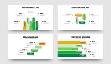 İş Analizi 54 Element Bilgi Kaydırağı Tasarım Koleksiyonu. Profesyonel Fırlatma Beş Dört Seçenek Slayt Gösterisi Slayt Gösterisi Vektör Çizimi.