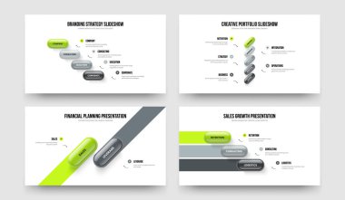 Reklam Planı 4-5-2-3 Element Bilgi Slayt Gösterisi Düzeni Vektör İllüzyonu Seti. Profesyonel Büyüme 4523 Seçenek Kaydırma Şablonu Koleksiyonu.
