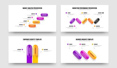 Şirket İncelemesi Dört Beş İki Üç Basamaklı Bilgi Kaydırma Şablonu Vektör Resimleri Koleksiyonu. Sayısal Rapor 4523 Seçenek Slayt Gösterisi Tasarımı.