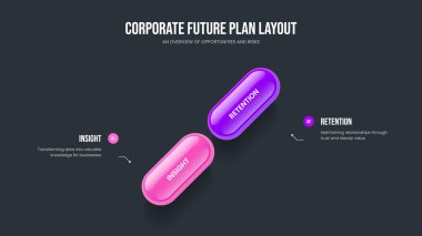 Modern Giriş Slayt Düzeni Vektör İllüstrasyonu. Dijital İcat İki Adım Diyagram Şablonu. Servis Çözümü 2 Element Bilgi Sunumu Tasarımı.