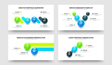 Basit Büyüme 4523 Adım Diyagramı Slayt Tasarımı Seti. Görsel Performans 4-5-2-3 Element Infographic Frame Şablon Vektör Çizim Paketi.