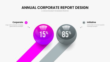 Profesyonel Insight Two Option Infographic Frame Mizanpajı. Şirket Performansı 2 Element Grafik Kaydırma Şablonu. Minimalist Çözüm Sunum Tasarım Vektörü İllüstrasyonu.